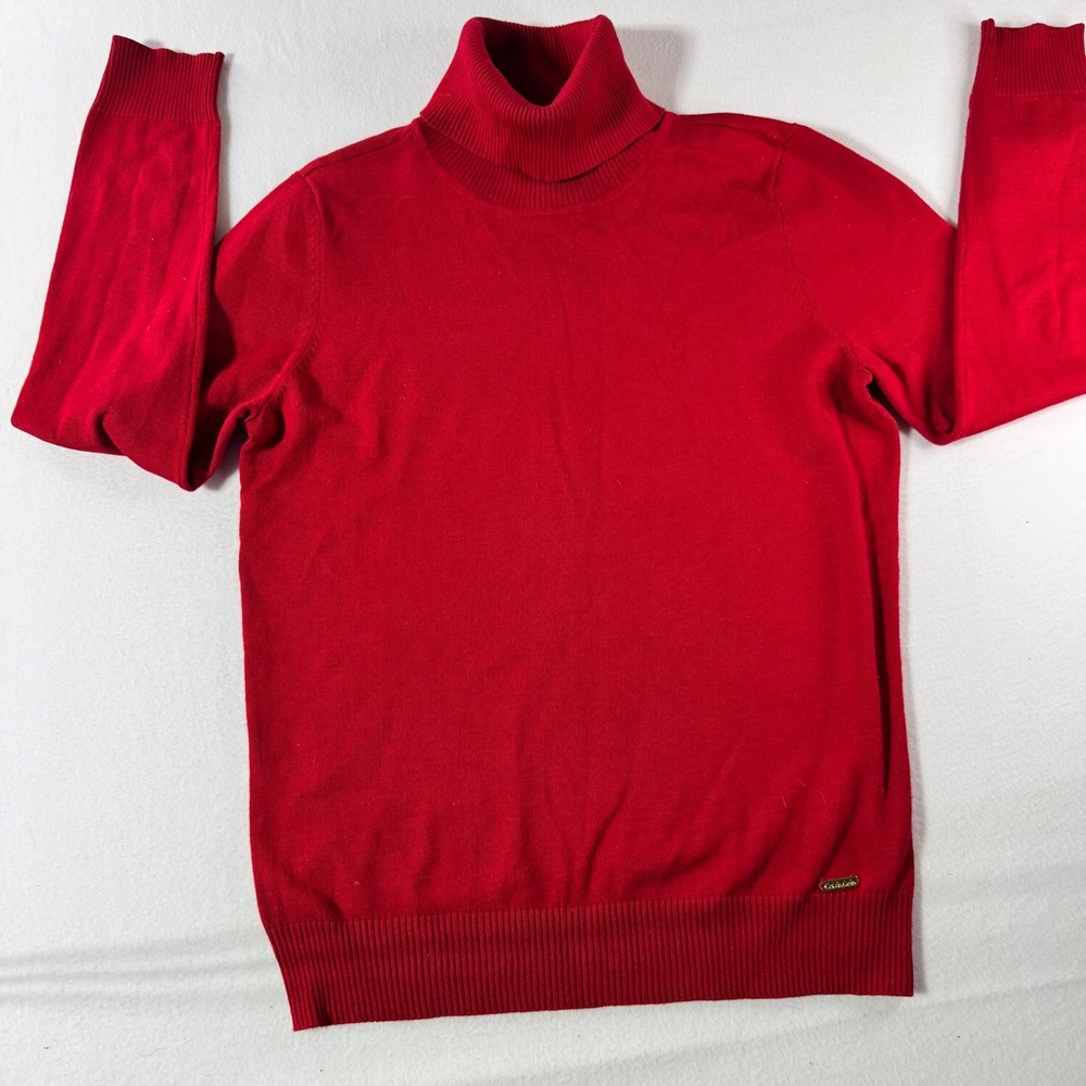 Calvin Klein Turtleneck‎ Sweater Top Size M Red Long Sleeve Knit Pullover Shirt
